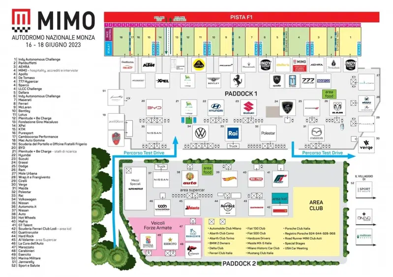 Mappa MIMO 202. Lo stand Automoto lo potete trovare nell'aerea paddock 2 a sinistra