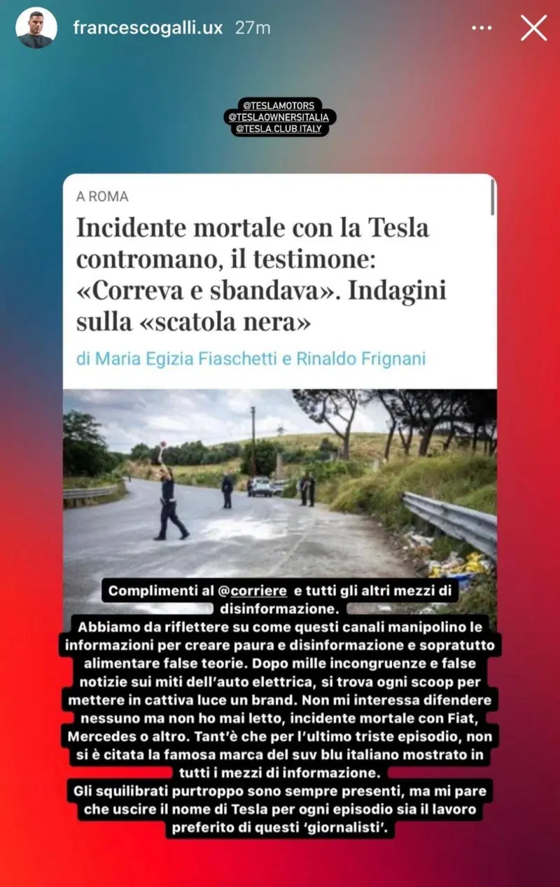 I post in rete "a difesa" di Tesla