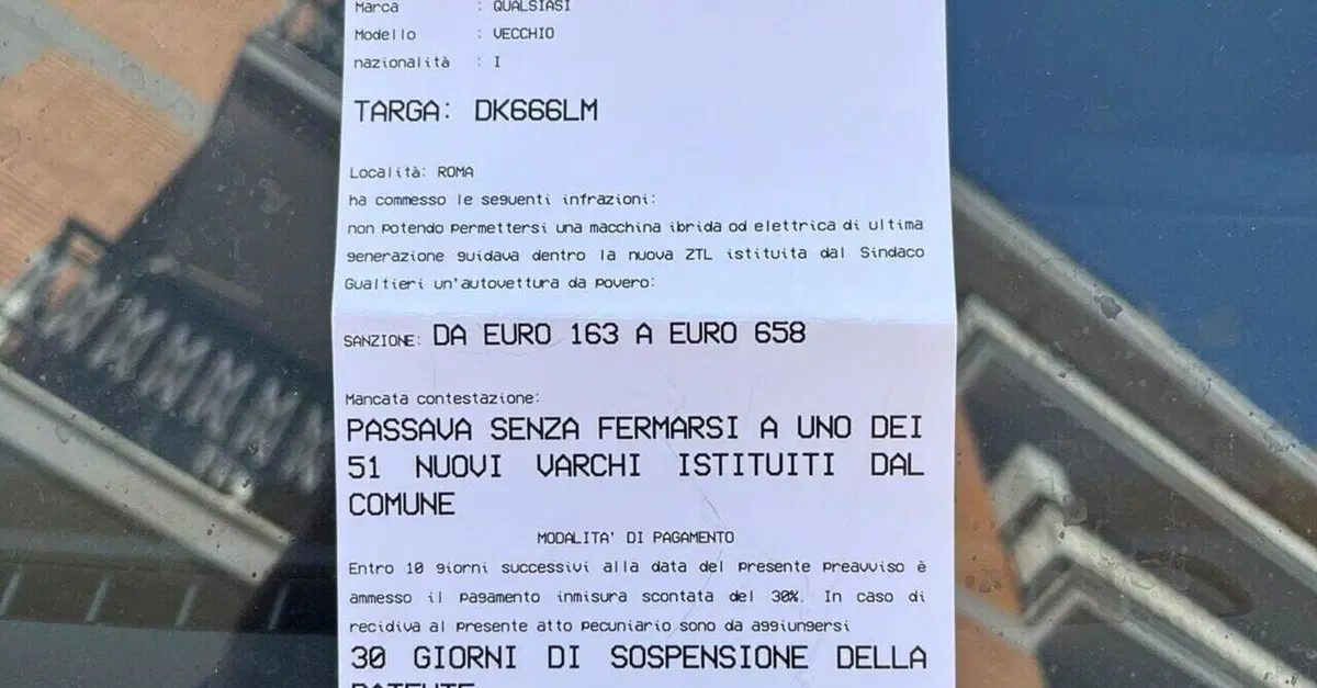 Sei povero, quindi multa: a Roma il comitato anti ZTL "sanziona" le auto vecchie