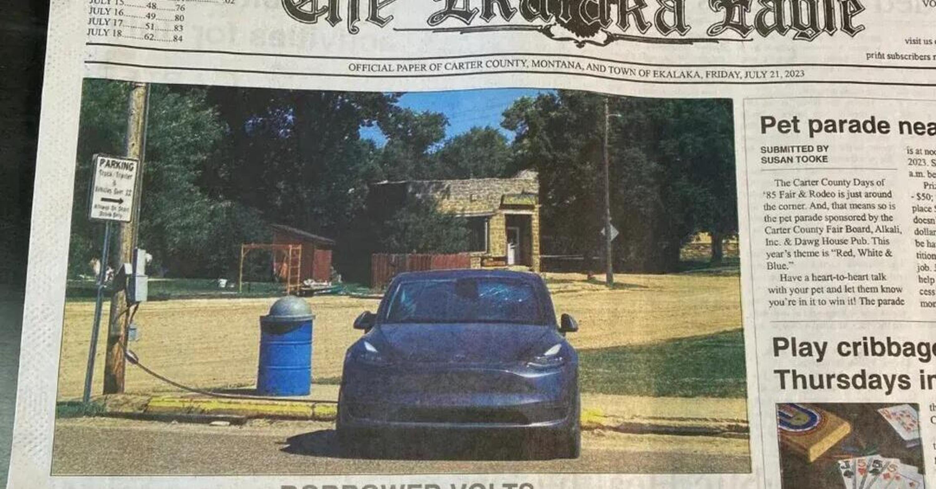 Laggi&ugrave;, nel Montana&hellip; una Tesla in ricarica finisce in prima pagina