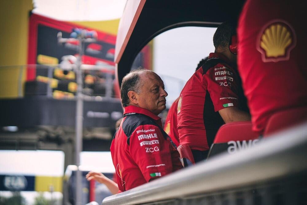 Fred Vasseur al muretto della Ferrari nel GP Monza 2023 di F1