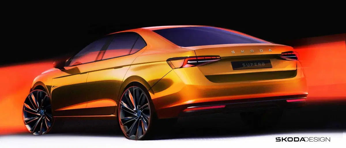 Skoda Superb, l'ammiraglia ceca è più filante, i primi disegni (3)