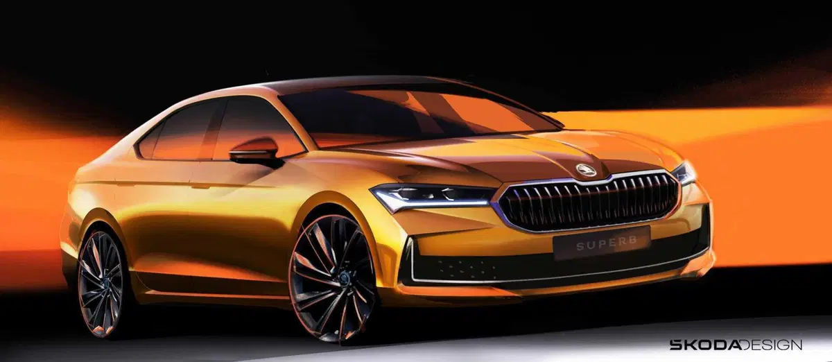 Skoda Superb, l'ammiraglia ceca è più filante, i primi disegni (4)