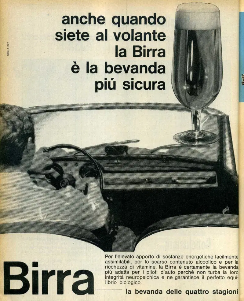 Pubblicit&agrave; della birra in auto, anni '60