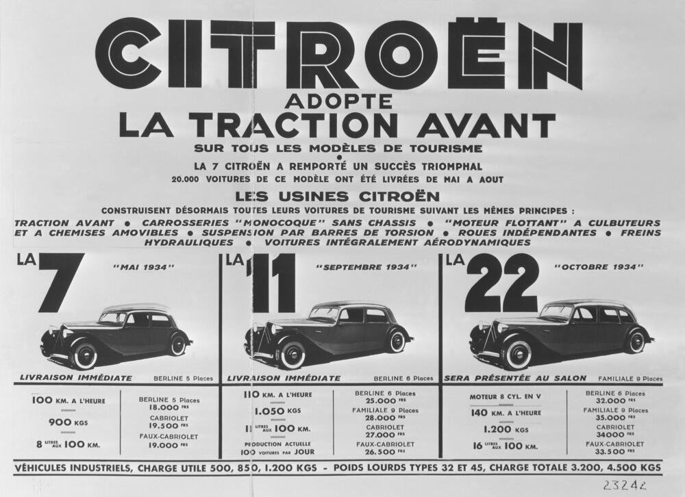 I vari modelli di Traction nel 1934