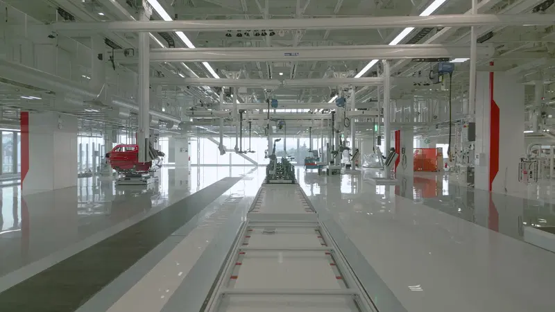 L'interno dell'e-building di Ferrari