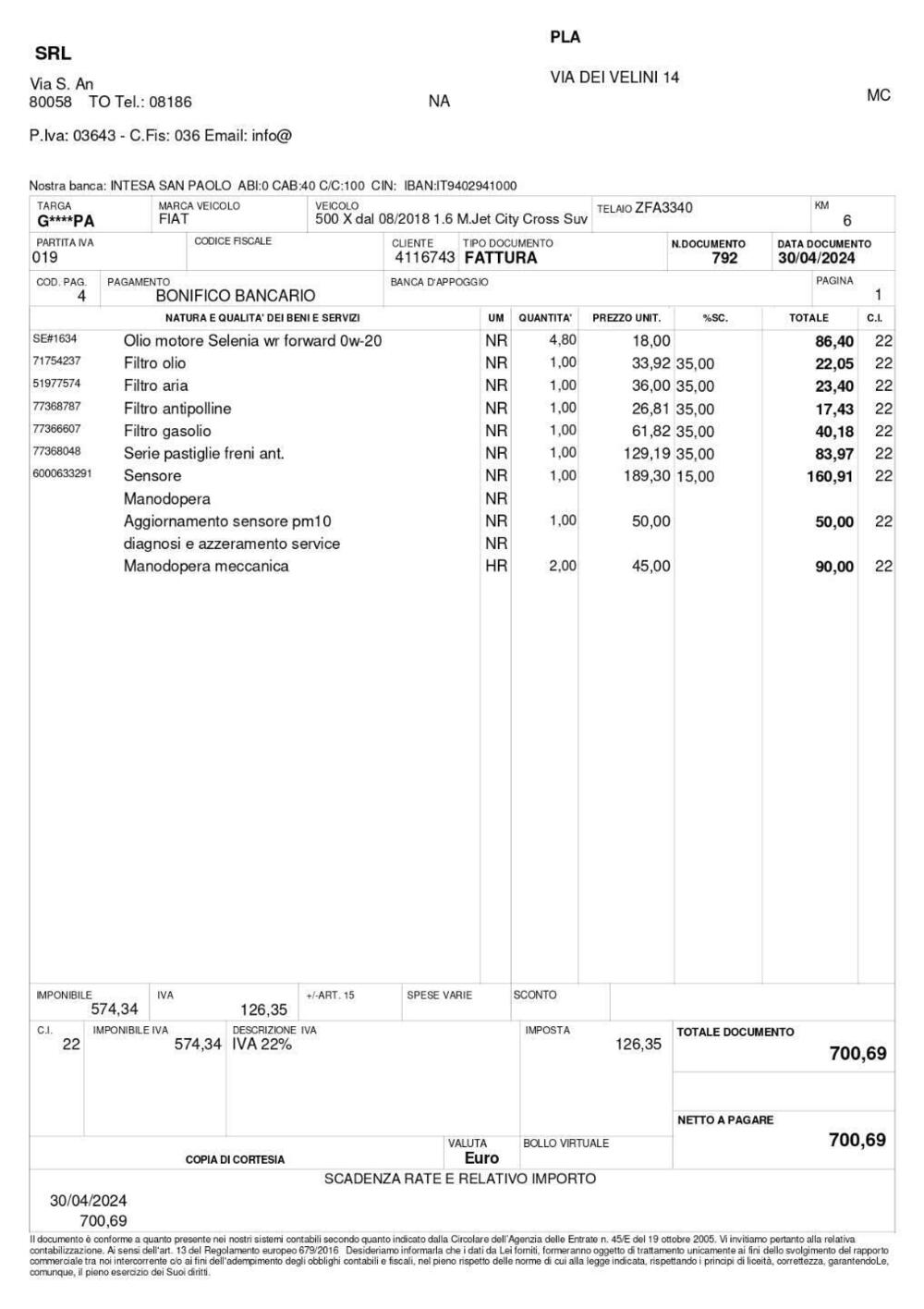 Fiat 500X usata a Napoli