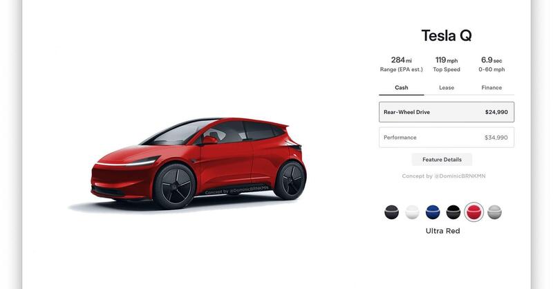 Tesla Model 2: il render dell&rsquo;elettrica da 25.000 dollari la immagina gi&agrave; sul sito 