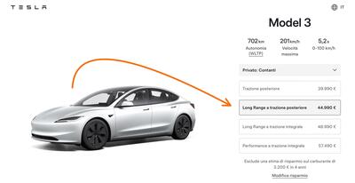 Tesla: arriva la Model 3 Long Range a trazione posteriore, con 702 km di autonomia