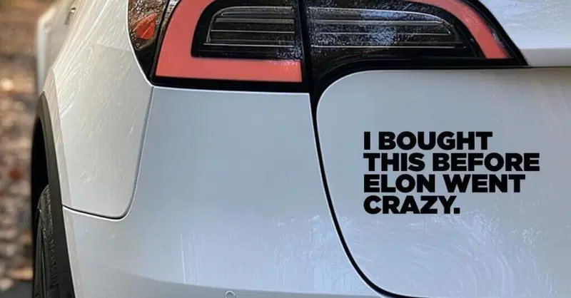 Gli adesivi sulle Tesla che prendono le distanze; l'ho presa prima che...
