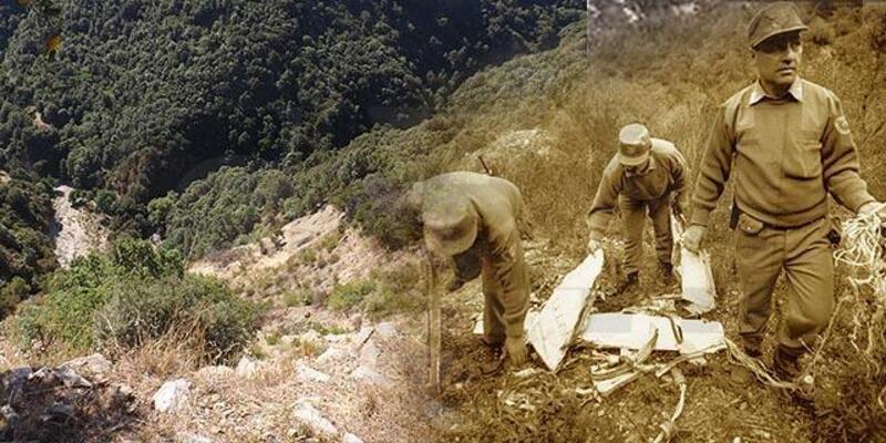 Una foto del 1980 dei resti del MIG 23 caduto sulla Sila