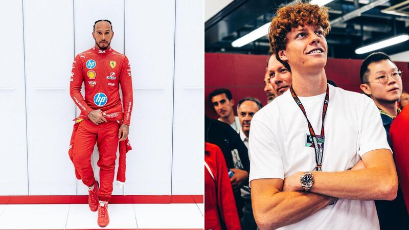 F1. Anche Jannik Sinner folgorato da Lewis Hamilton in Ferrari: &quot;Strano vederlo in rosso ma sar&agrave; una grande stagione per lui e Leclerc&quot;