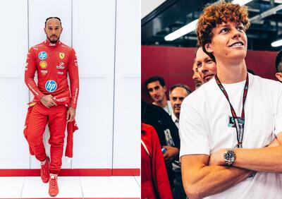 F1. Anche Jannik Sinner folgorato da Lewis Hamilton in Ferrari: Strano vederlo in rosso ma sarà una grande stagione per lui e Leclerc