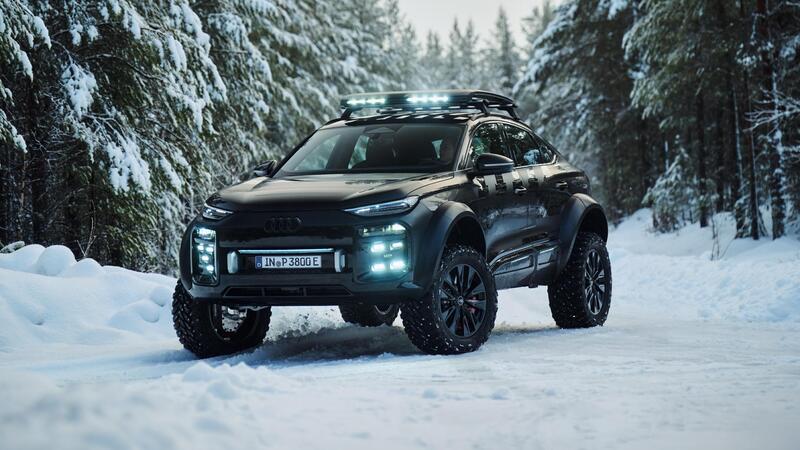 Audi a ruote alte, anzi, di pi&ugrave;: la Q6 Concept e-tron off road scala pendenze del 100%