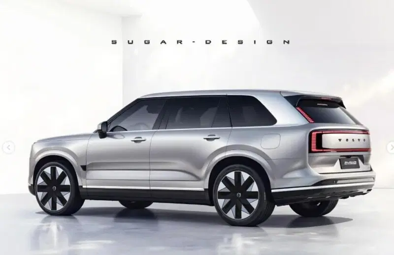 Il render della Volvo EX100, grande suv a sei posti