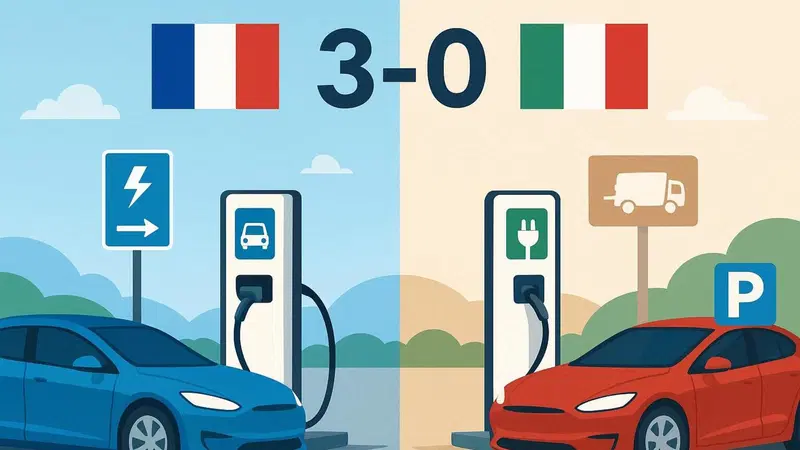 Francia batte Italia 3-0: ricaricare l&rsquo;auto elettrica &egrave; pi&ugrave; facile, pi&ugrave; veloce e molto pi&ugrave; economico