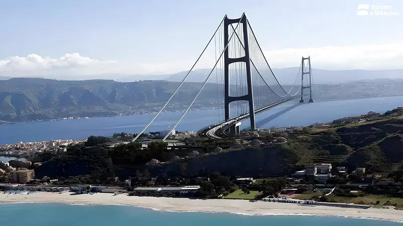 Render del ponte sullo Stretto di Messina