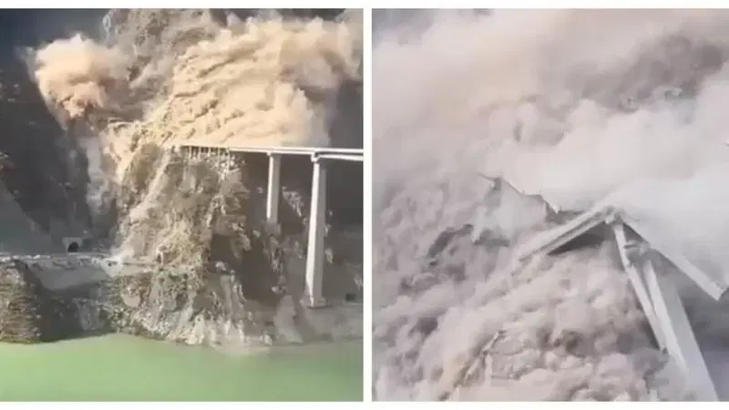 Cina, crolla un ponte autostradale appena inaugurato: la frana ripresa in un video shock