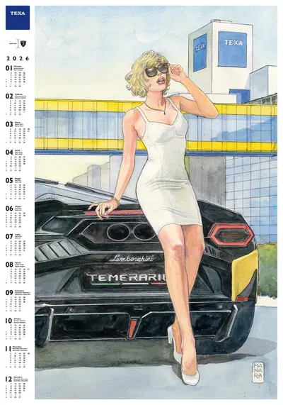 TEXA, il calendario 2026 firmato Milo Manara celebra Lamborghini e guarda al futuro dell&rsquo;azienda