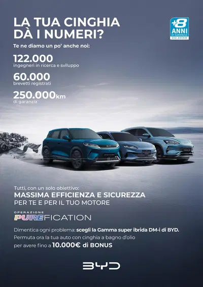 BYD accende la miccia: con &ldquo;Operazione Purefication&rdquo; fino a 10.000 euro per rottamare le auto con cinghia a bagno d&rsquo;olio