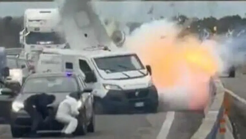 Esplosione al portavalori sulla Brindisi-Lecce: spari, inseguimento e strada chiusa [VIDEO]