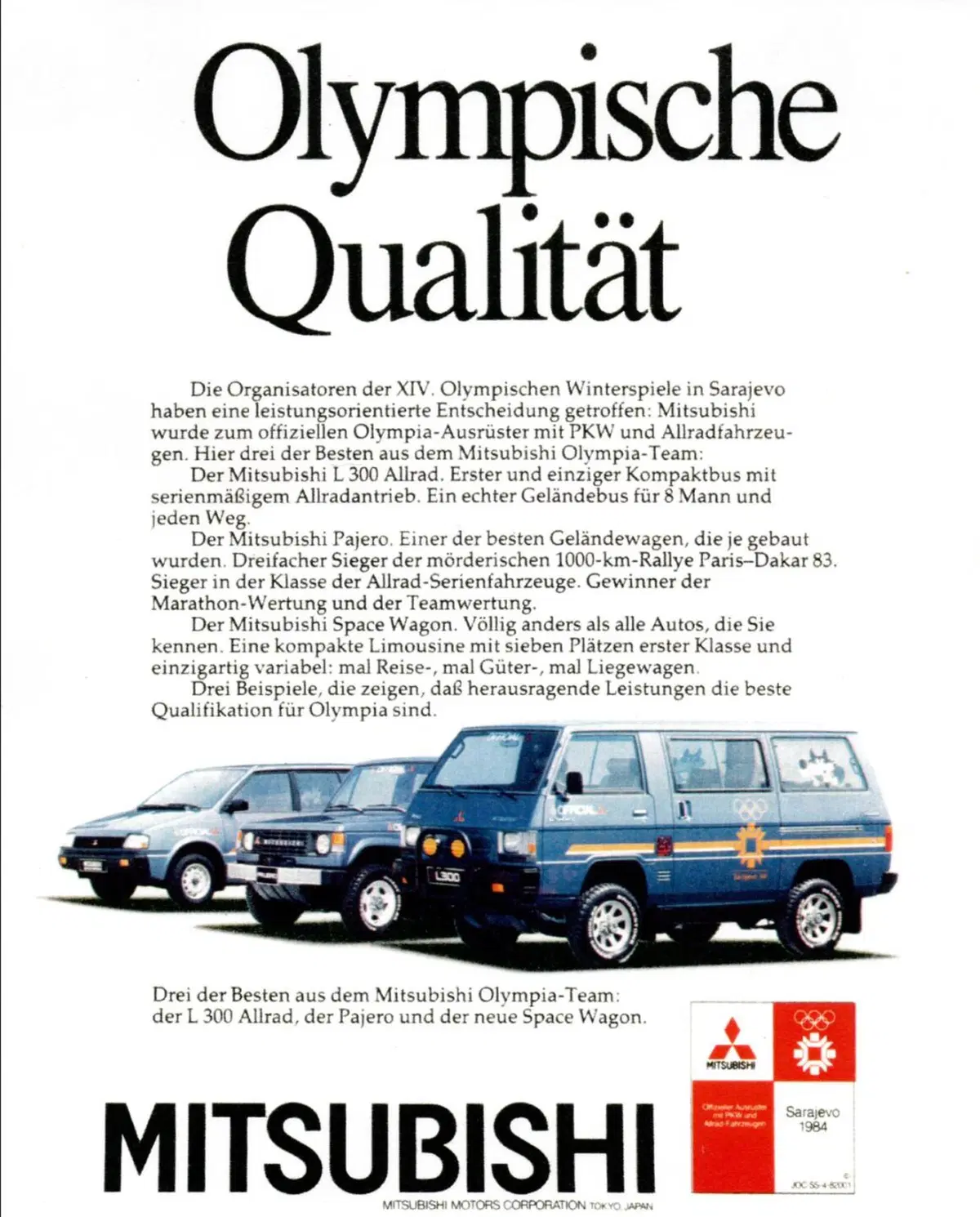 1984: Mitsubishi e il ritorno dell'auto olimpica ufficiale a Sarajevo (5)