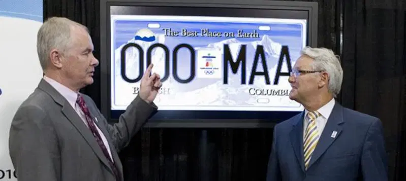 La targa della British Columbia che celebra i Giochi Olimpici Invernali di Vancouver 2010