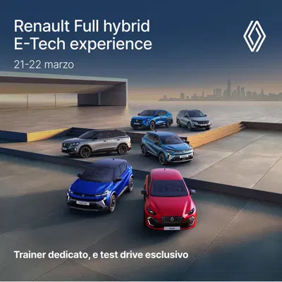 Renault Full Hybrid E-Tech Experience: porte aperte il 21 e 22 marzo per provare la gamma ibrida
