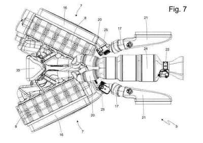 Ferrari smonta il V12 e lo reinventa: il brevetto con due sei cilindri in linea a V