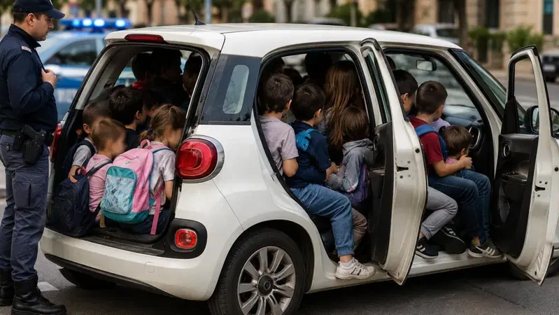 Fermata una Fiat 500L con 14 bambini stipati dentro: il video fa discutere
