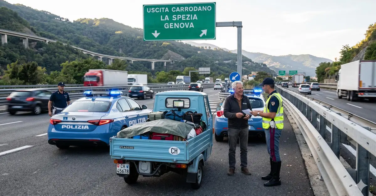 Ape Piaggio 50 in autostrada: la folle corsa del turista