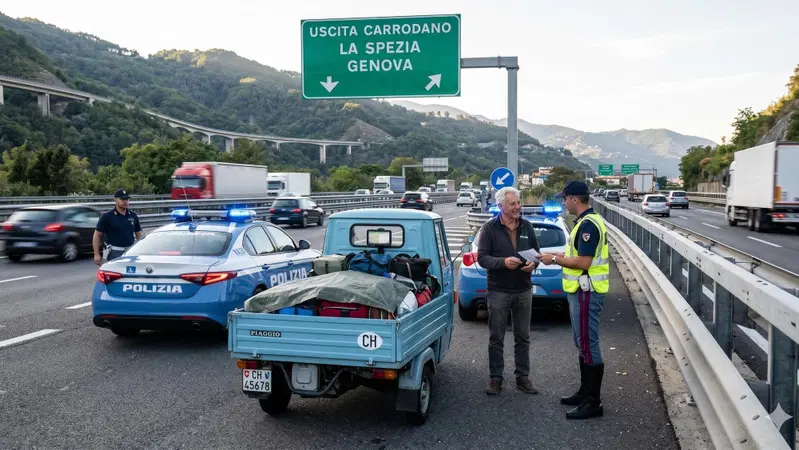 Ape Piaggio 50 in autostrada: la folle corsa del turista