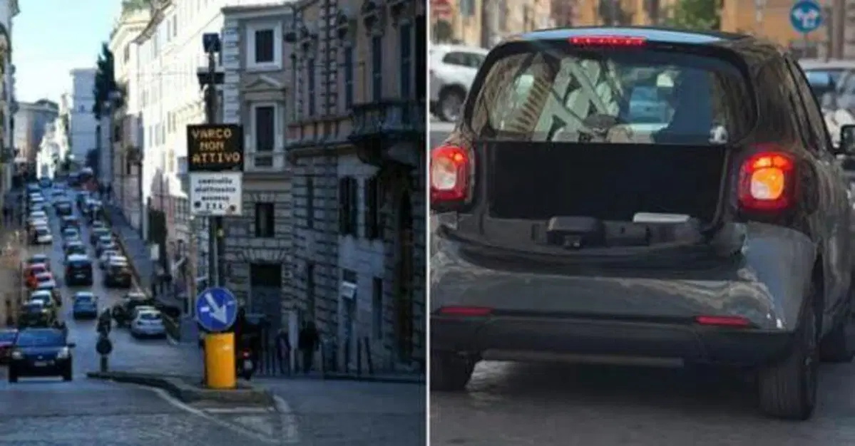 Roma, Smart nel varco ZTL con il portellone aperto: il trucco assurdo in via Urbana