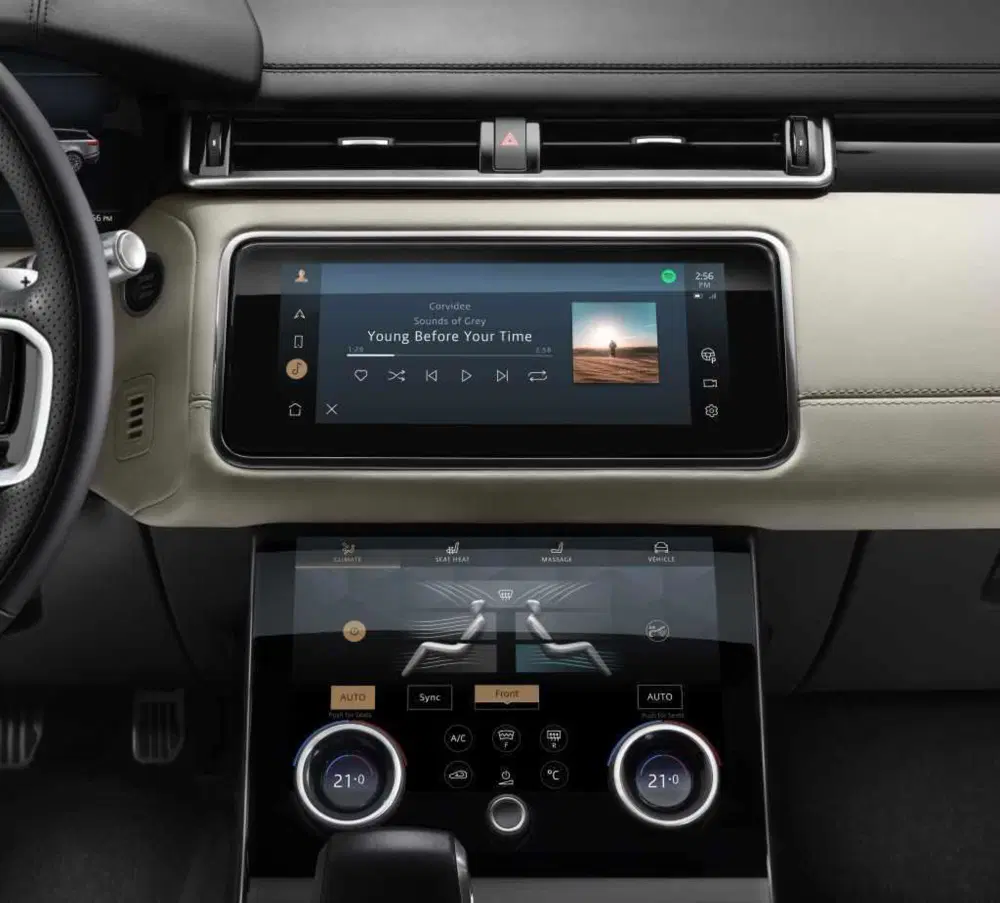 Gli interni della Range Rover Velar con il sistema PIVI