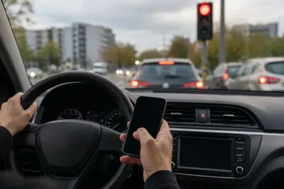 Cellulare al semaforo rosso: perch&eacute; rischi fino a 1.000 euro di multa anche se l'auto &egrave; ferma