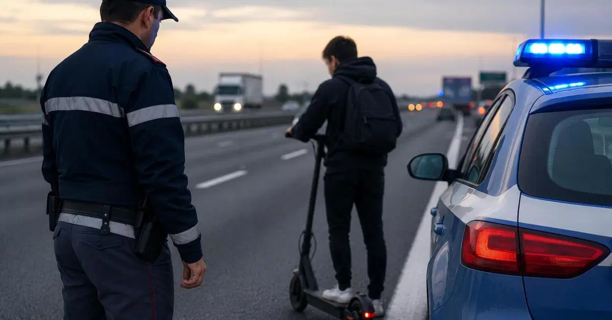 Entra in autostrada con un monopattino elettrico: fermato con la droga 