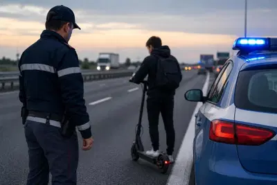 Entra in autostrada con un monopattino elettrico: fermato con la droga 