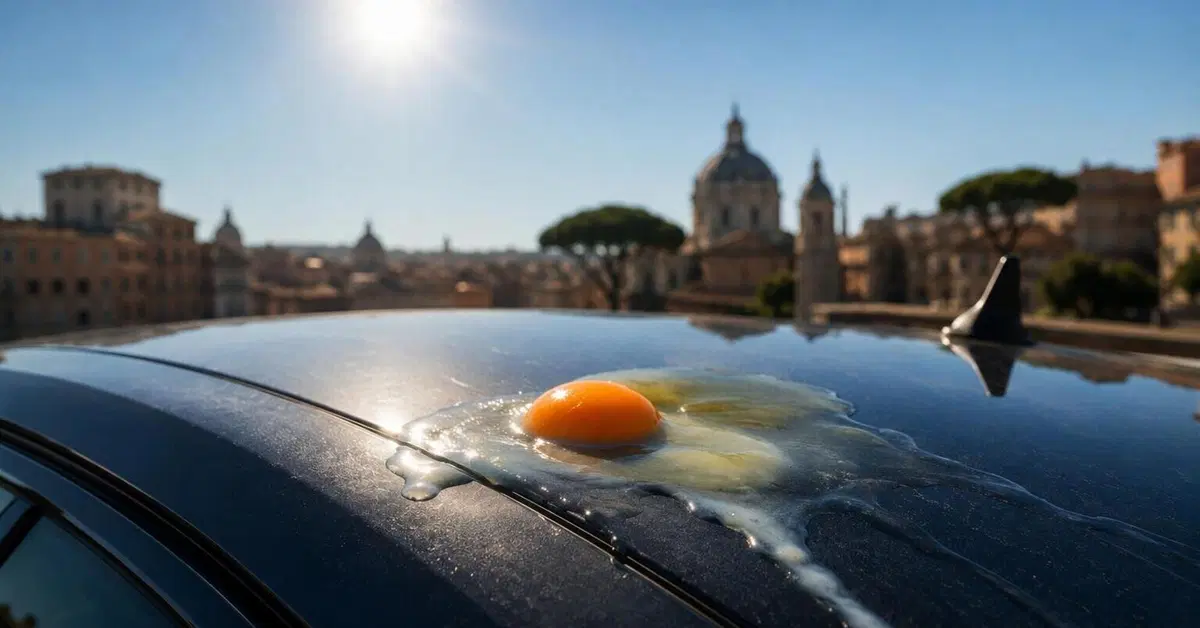 A Roma fa cos&igrave; caldo che puoi cuocere un uovo sul tetto dell&rsquo;auto
