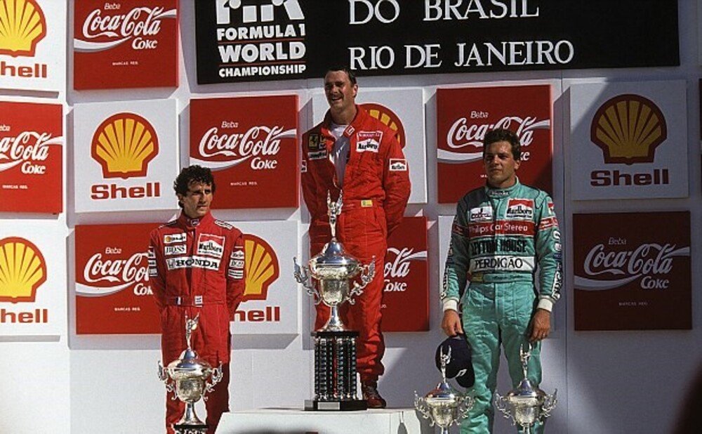 Primo e sudato podio in F1 per la coppia Mansell Ferrari: Brasile 1989