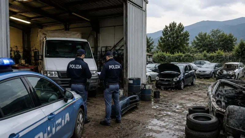 Officina abusiva scoperta tra i campi: trovato un autocarro rubato con targhe false, due denunciati