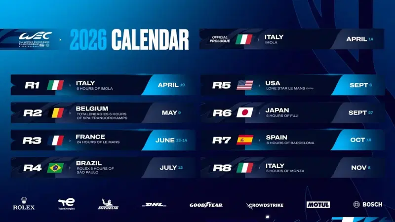 Il nuovo calendario del WEC