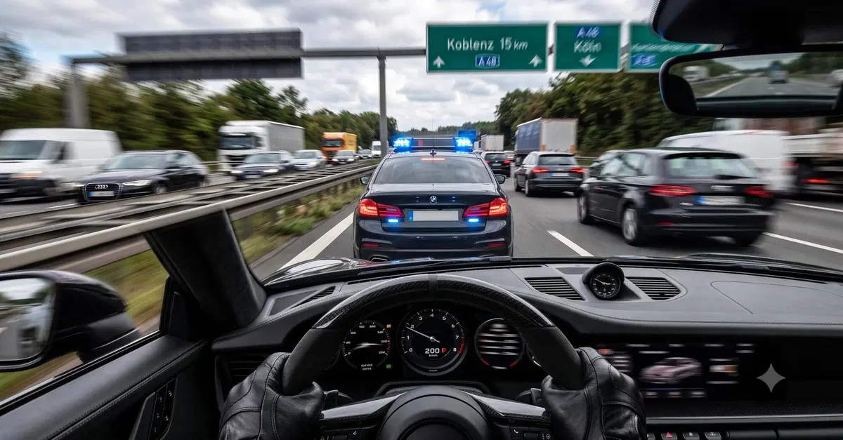 Follia a 235 km/h sull'Autobahn: si incolla al paraurti di un'auto civetta della polizia