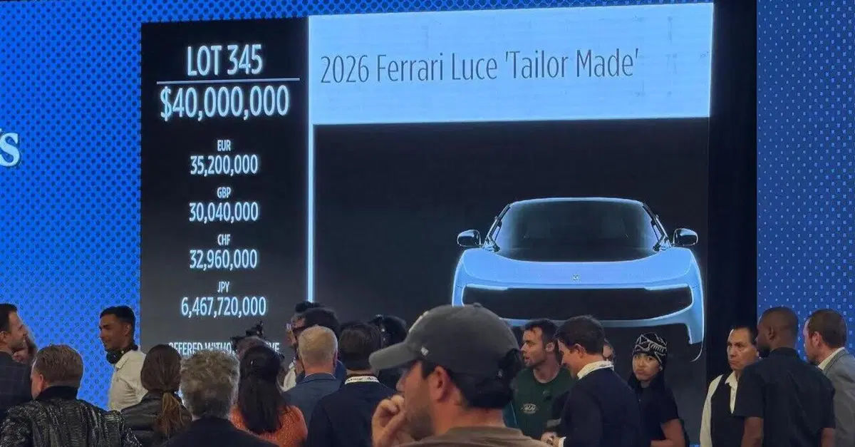 Ferrari Luce da record all'asta: quando l'ego dei miliardari e l'hype valgono pi&ugrave; del bel design