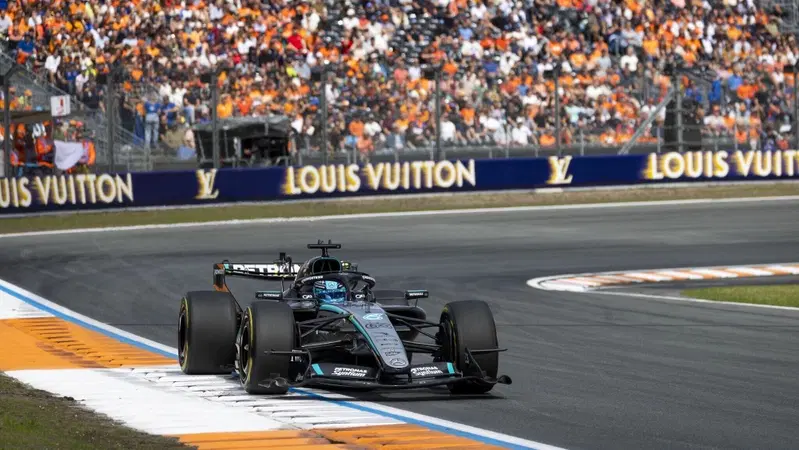 F1, Sprint GP Olanda: assolo Russell prima del diluvio, magia Leclerc su Norris e Antonelli ragiona "alla Prost"