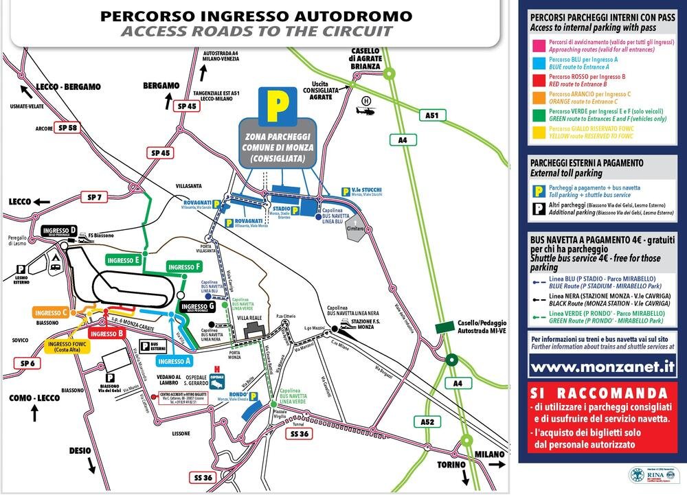 tutti i parcheggi per il GP Italia F1 2016