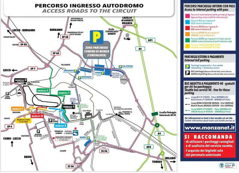 tutti i parcheggi per il GP Italia F1 2016