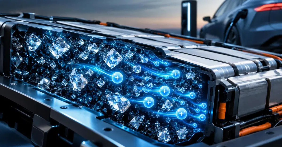 Diamanti nella batteria dell'auto elettrica: la scoperta che fa correre gli ioni