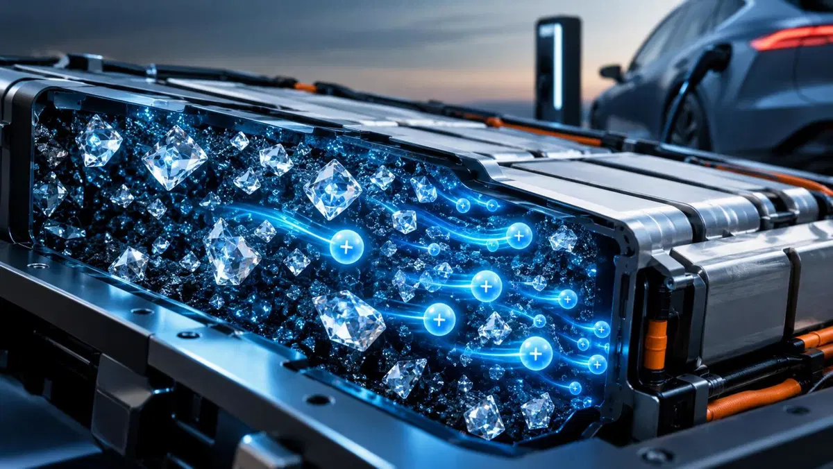 Diamanti nella batteria dell'auto elettrica: la scoperta che fa correre gli ioni