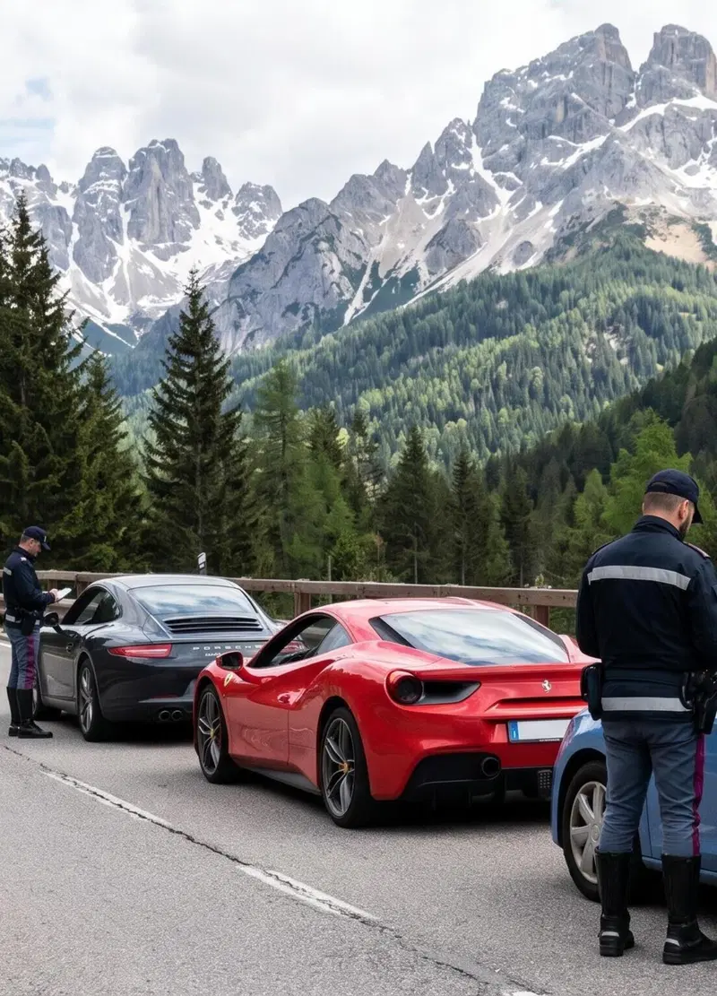 Ferrari e Porsche sui passi dolomitici, controlli e patenti ritirate: cresce l’allarme per le supercar
