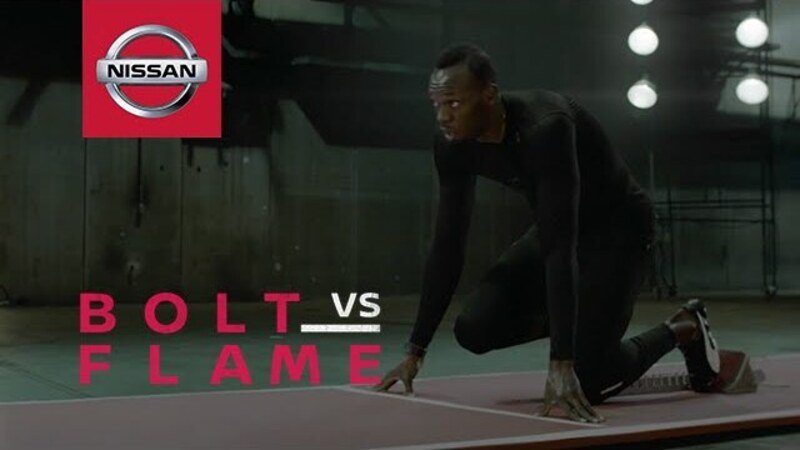 Nissan sfida Usain Bolt a competere con la velocit&agrave; del fuoco [VIDEO]